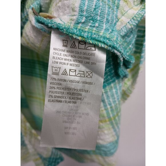 Susan Graver Womens Lagenlook Shirt Size 1X Plaid 3/4 Sleeve Casual Button Up - Picture 3 of 5